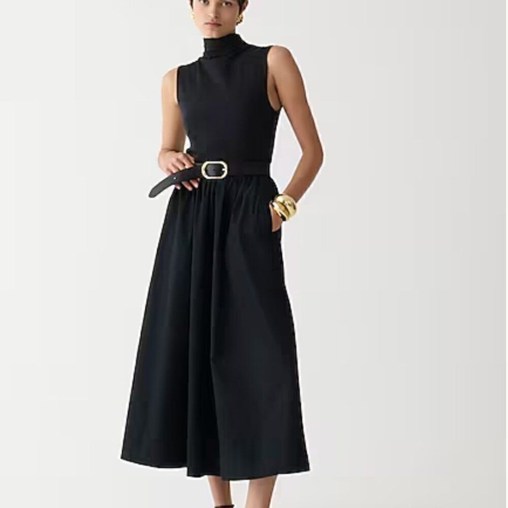 J. Crew Fitted knit mockneck dress with poplin skirt NWT